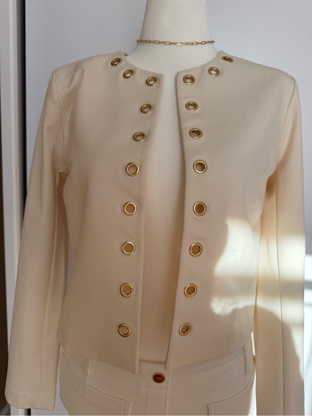 MICHAEL Michael Kors Cream Jacket with Gold Grommet Trim